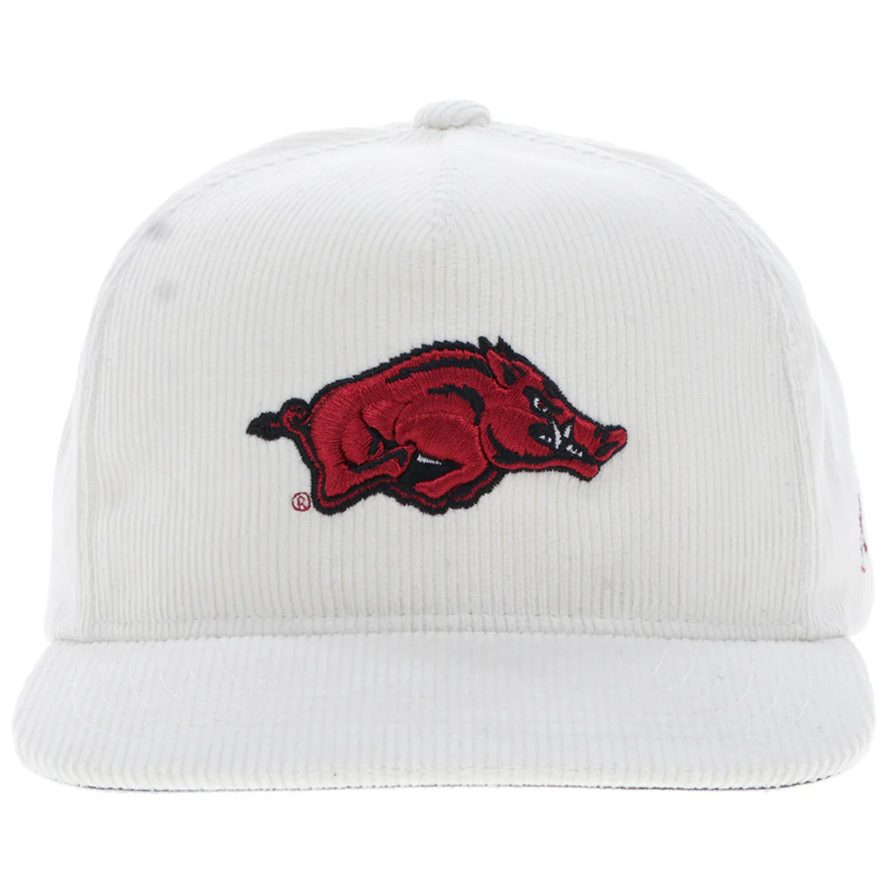 "University Of Arkansas" Hat White Corduroy w/Razorback Logo - Image 4