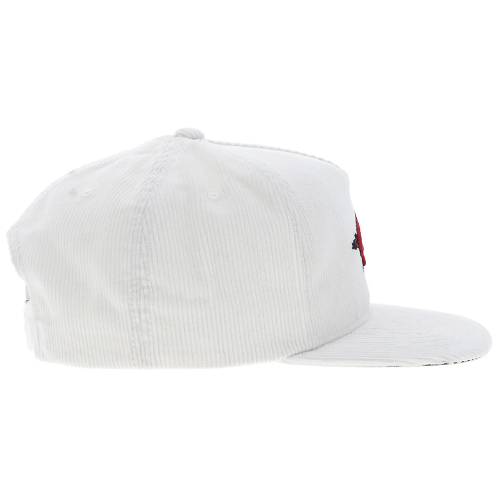 "University Of Arkansas" Hat White Corduroy w/Razorback Logo - Image 5