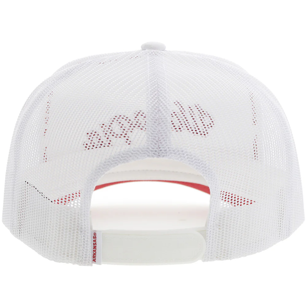 "University Of Arkansas" Hat White w/Red Woo Pig Logo - Image 2