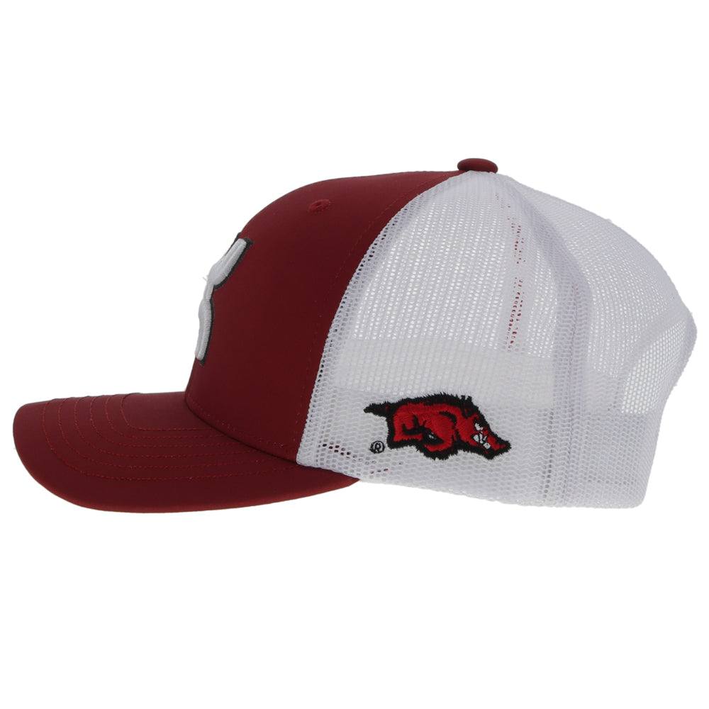 "University of Arkansas" Red/White w/Hooey Logo Hat - Image 3