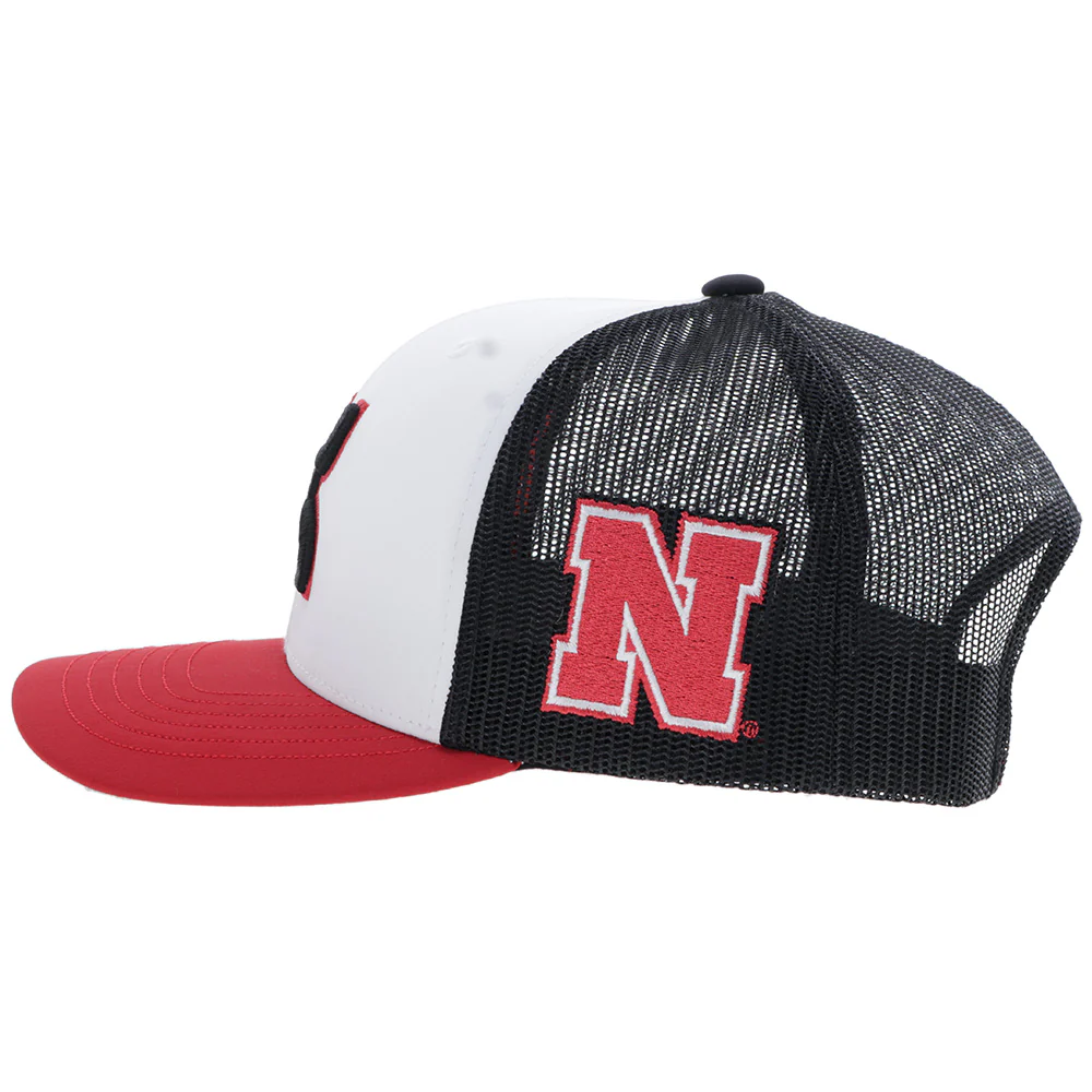 University Of Nebraska White/Black Hat w/Black & Red Hooey Logo - Image 3