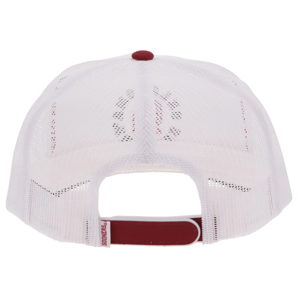 "University of Oklahoma" Hat Crimson & White w/Circle Logo - Image 2
