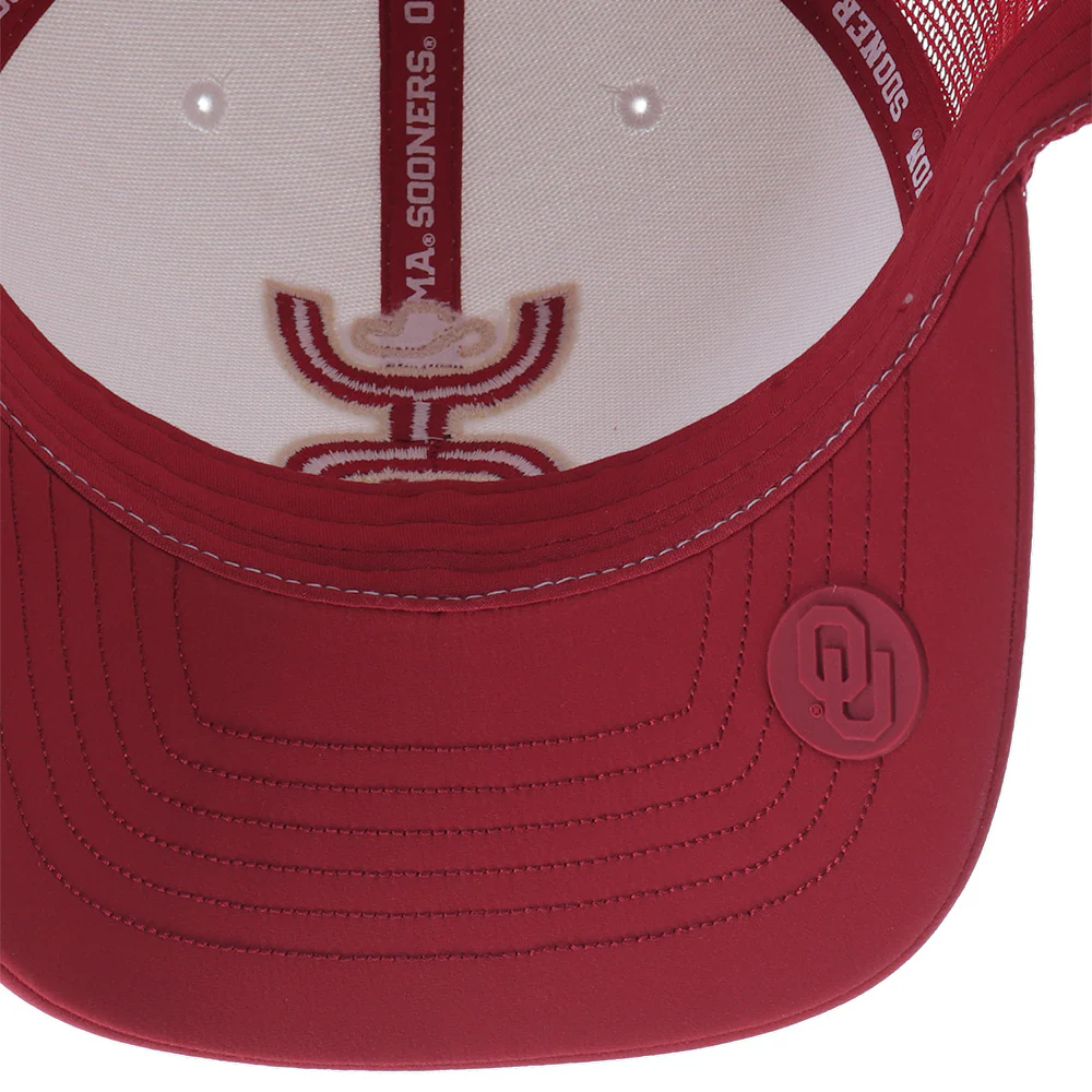 "University of Oklahoma" Hat White/Crimson /White w/Hooey Logo - Image 3
