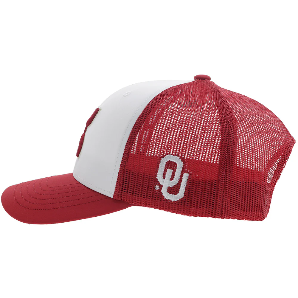 "University of Oklahoma" Hat White/Crimson /White w/Hooey Logo - Image 4