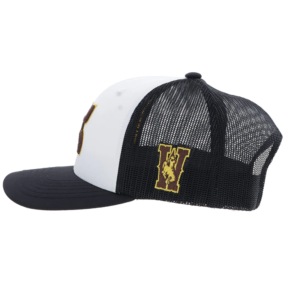 University Of Wyoming Hat White/Black w/Brown & Yellow Hooey Logo - Image 3