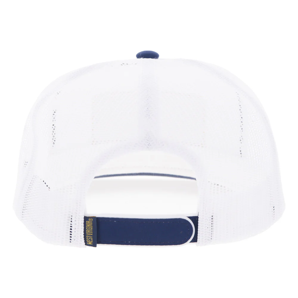 West Virginia University Hat White w/ Navy & Yellow Patch - Image 2