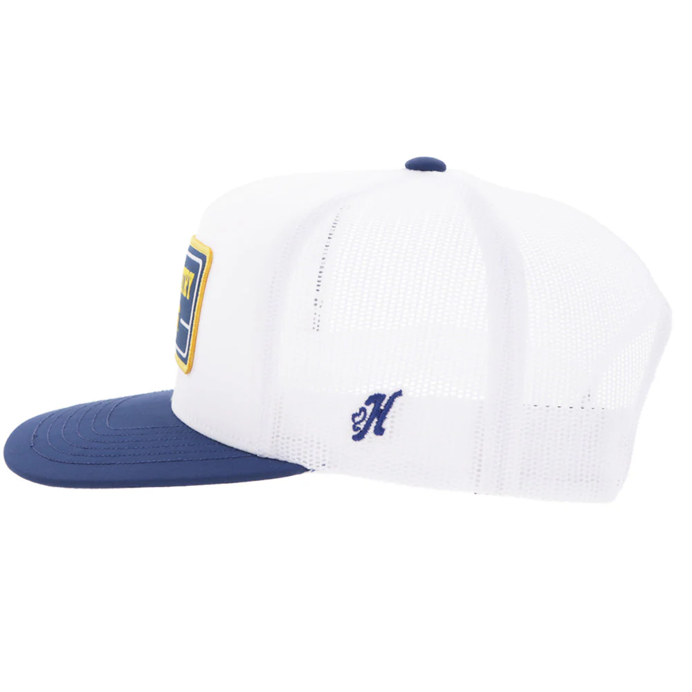 West Virginia University Hat White w/ Navy & Yellow Patch - Image 3