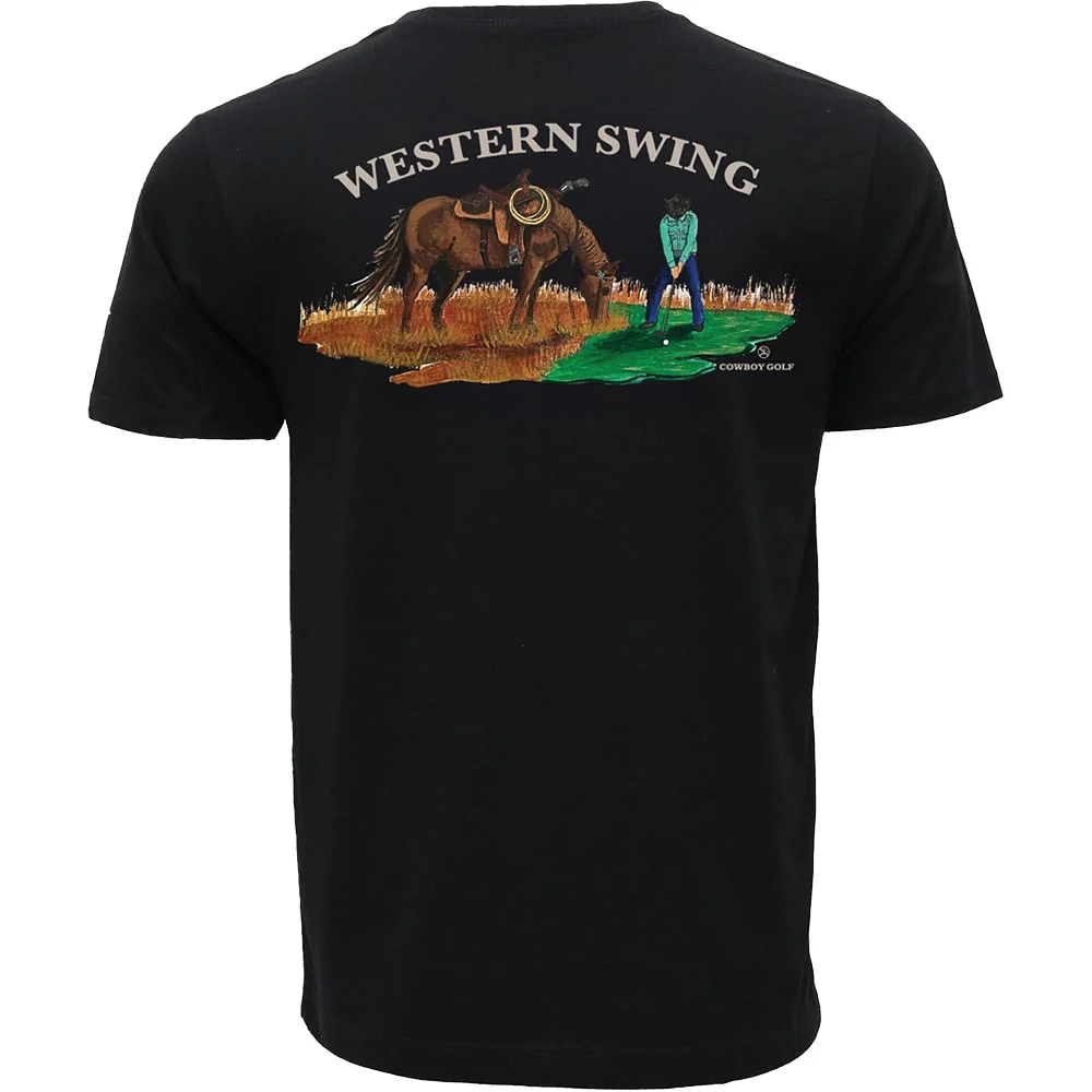 "Western Swing" Black Cowboy Golf T-shirt
