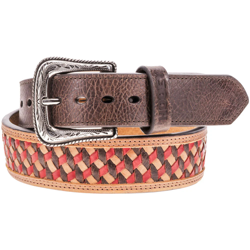 "Whip" Filigree Tan /Tri Color Woven Leather Belt