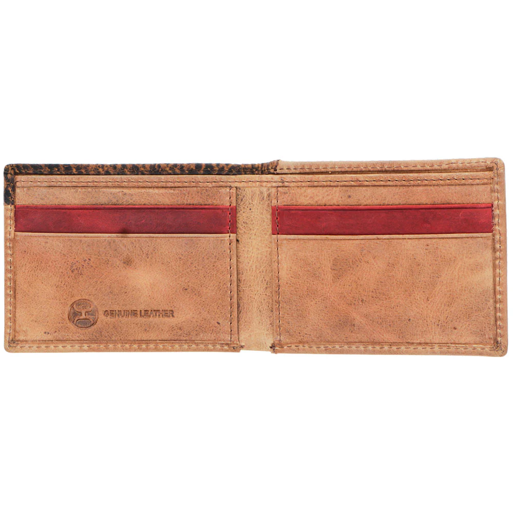 "Whip" Smooth Tan w/Aztec Print Front Pocket Bifold Wallet - Image 3