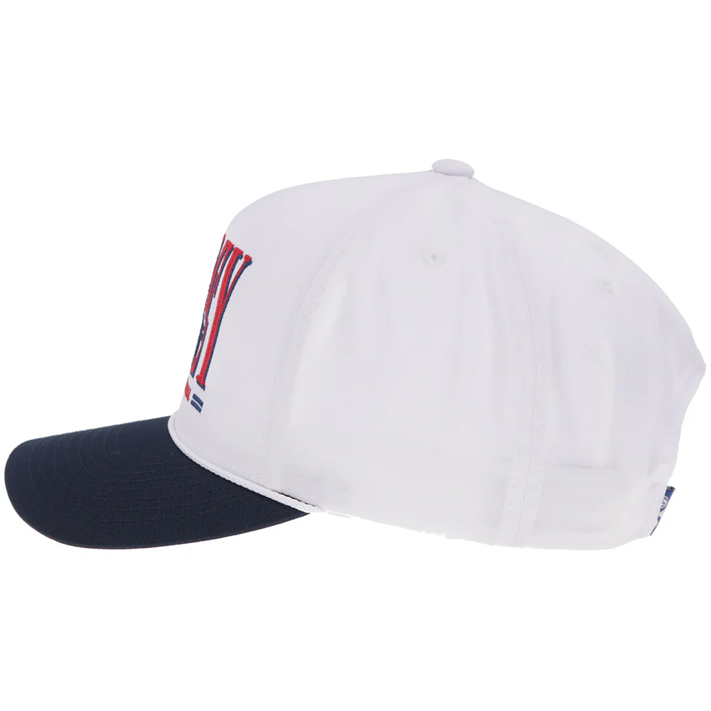 "Wild Ride" Hat White/Navy & Red - Image 3
