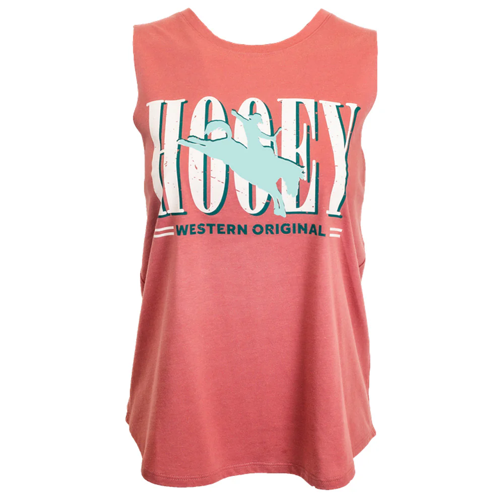 "Wild Ride" Tank Light Mahogany w/ White & Teal Hooey Logo