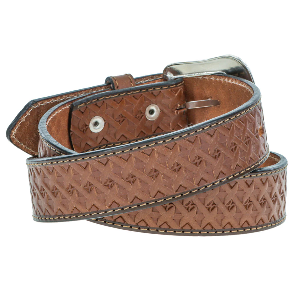 Youth Boys "Hooey Hands-Up" Classic Hooey Belt" Natural / Brown Basket Weave - Image 2