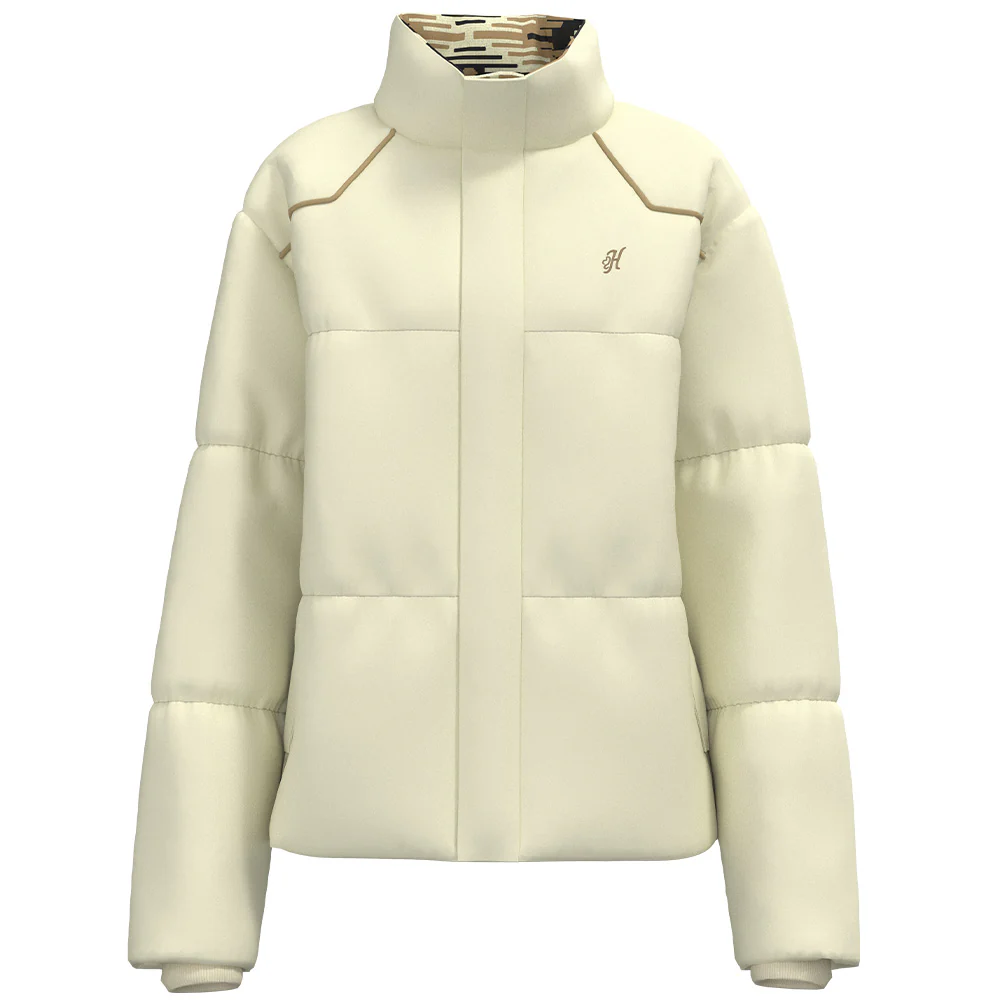 "Bramble Puffer" Jacket Cream w/ Saddle Blanket Pattern