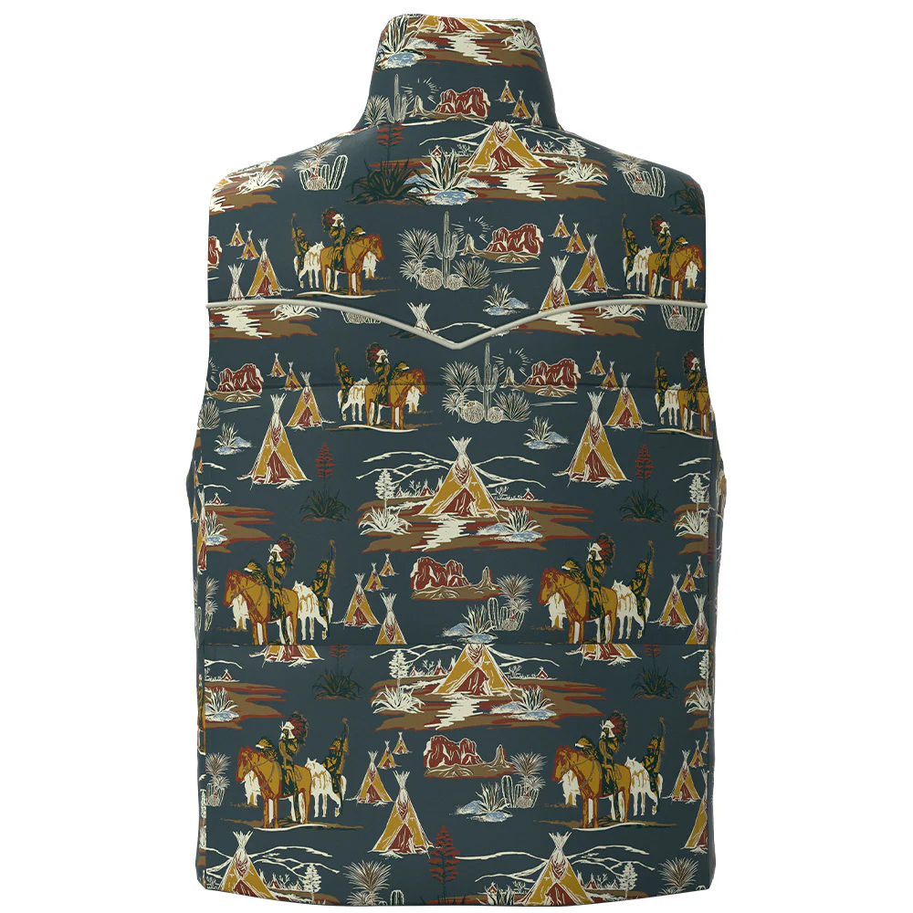 "Briar" Reversible Puffer Vest Orion Blue w/ Comanche Pattern - Image 4