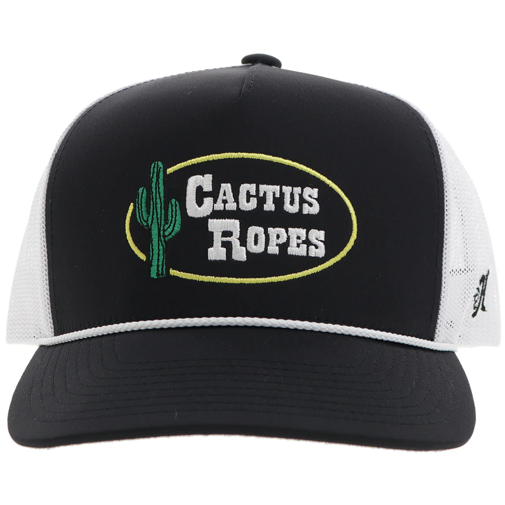 "CR106" Cactus Ropes Hat Black/White w/Stitching - Image 4