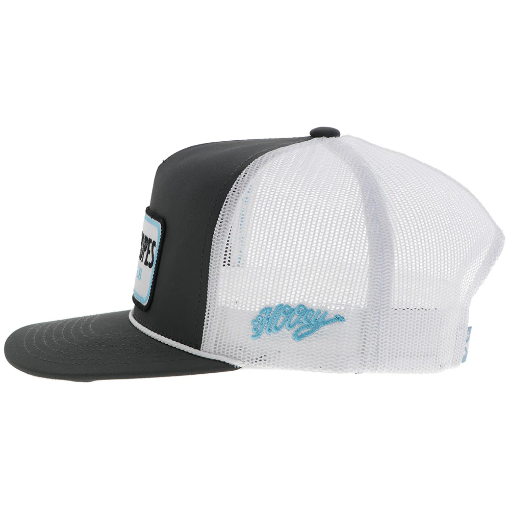 "CR108" Cactus Ropes Hat Grey/White w/White/Turquoise/Black Patch - Image 3