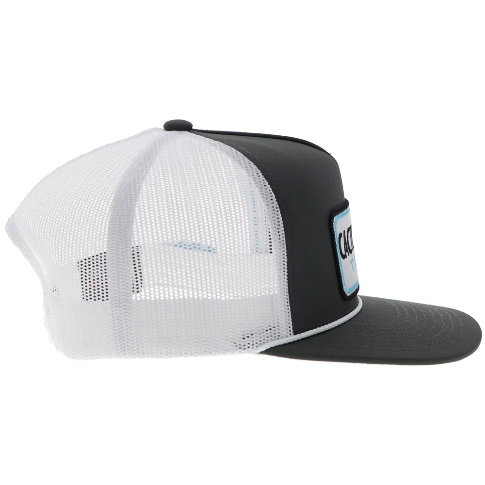 "CR108" Cactus Ropes Hat Grey/White w/White/Turquoise/Black Patch - Image 5