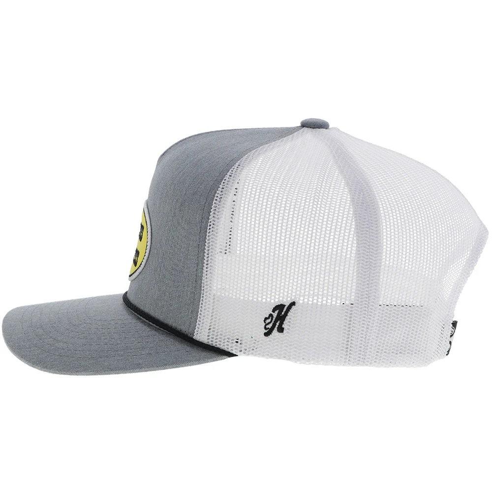 "CR111" Cactus Ropes Hat Grey/White w/Yellow & Black Oval Patch - Image 5