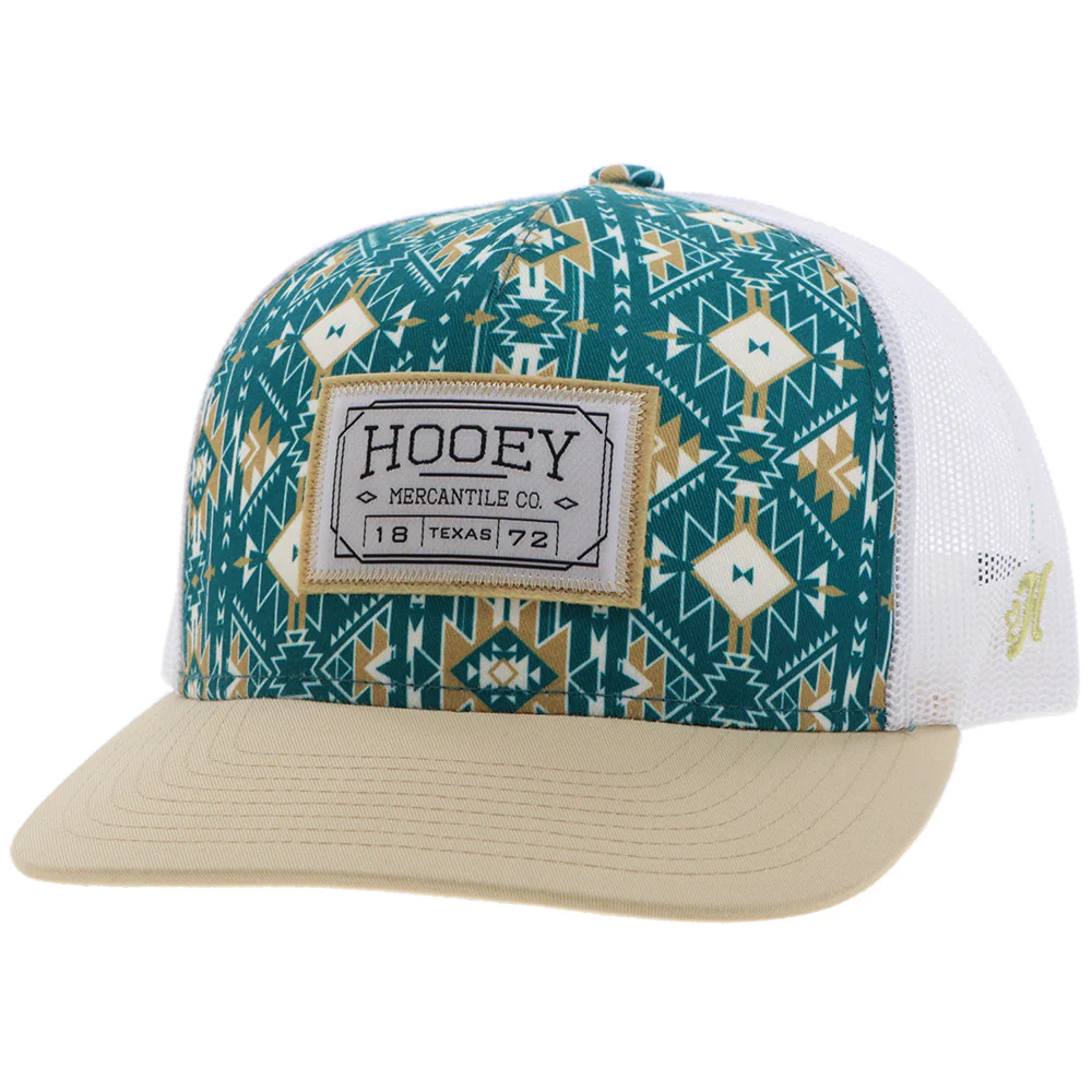 YOUTH "Doc" Hat Teal/White Aztec w/Rectangle Patch