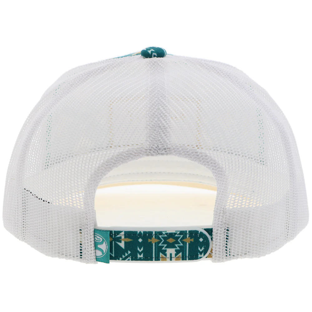 YOUTH "Doc" Hat Teal/White Aztec w/Rectangle Patch - Image 2
