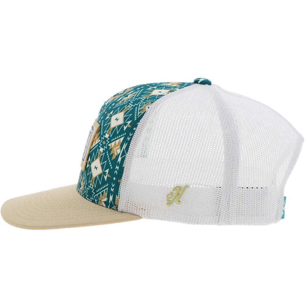 YOUTH "Doc" Hat Teal/White Aztec w/Rectangle Patch - Image 3