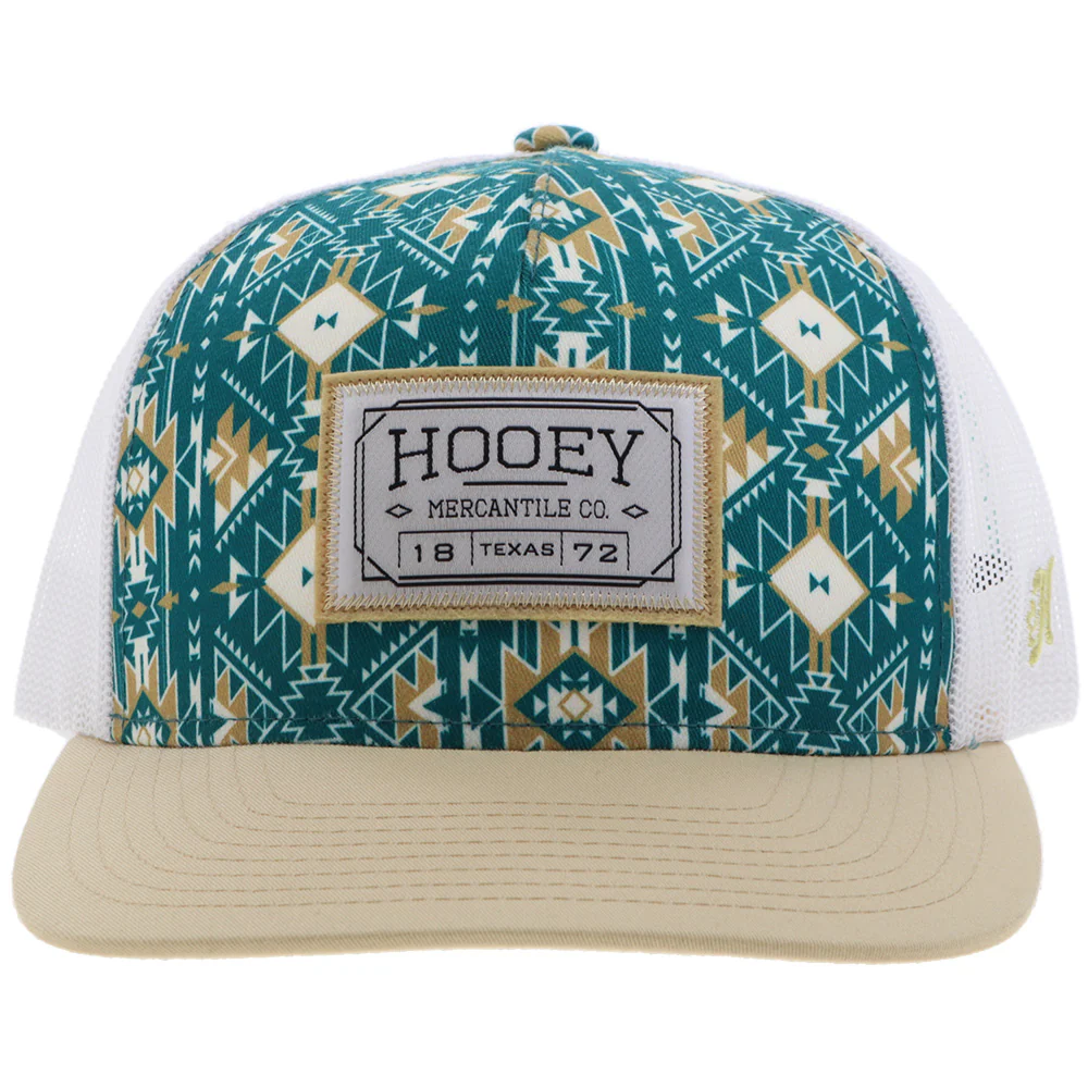 YOUTH "Doc" Hat Teal/White Aztec w/Rectangle Patch - Image 4