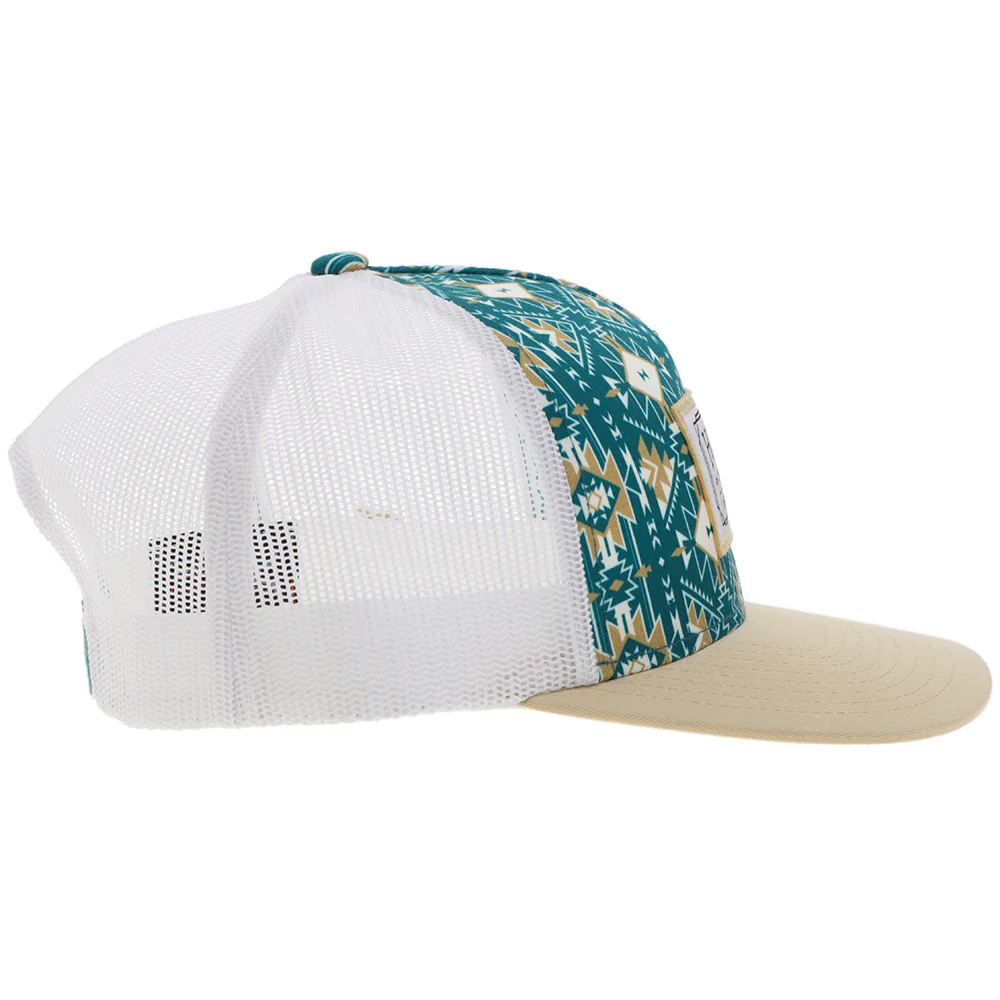 YOUTH "Doc" Hat Teal/White Aztec w/Rectangle Patch - Image 5