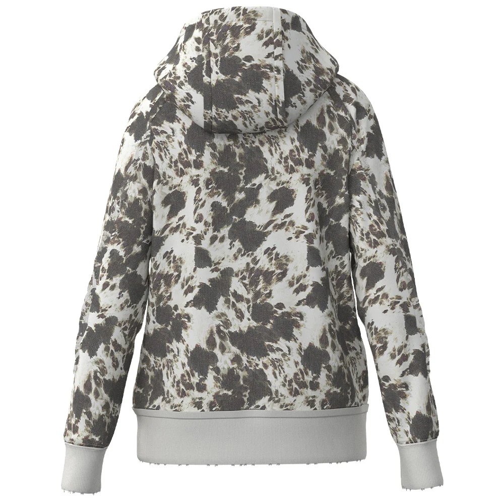 YOUTH "Fishtail" White/Brown Cow Print Hoody - Image 2