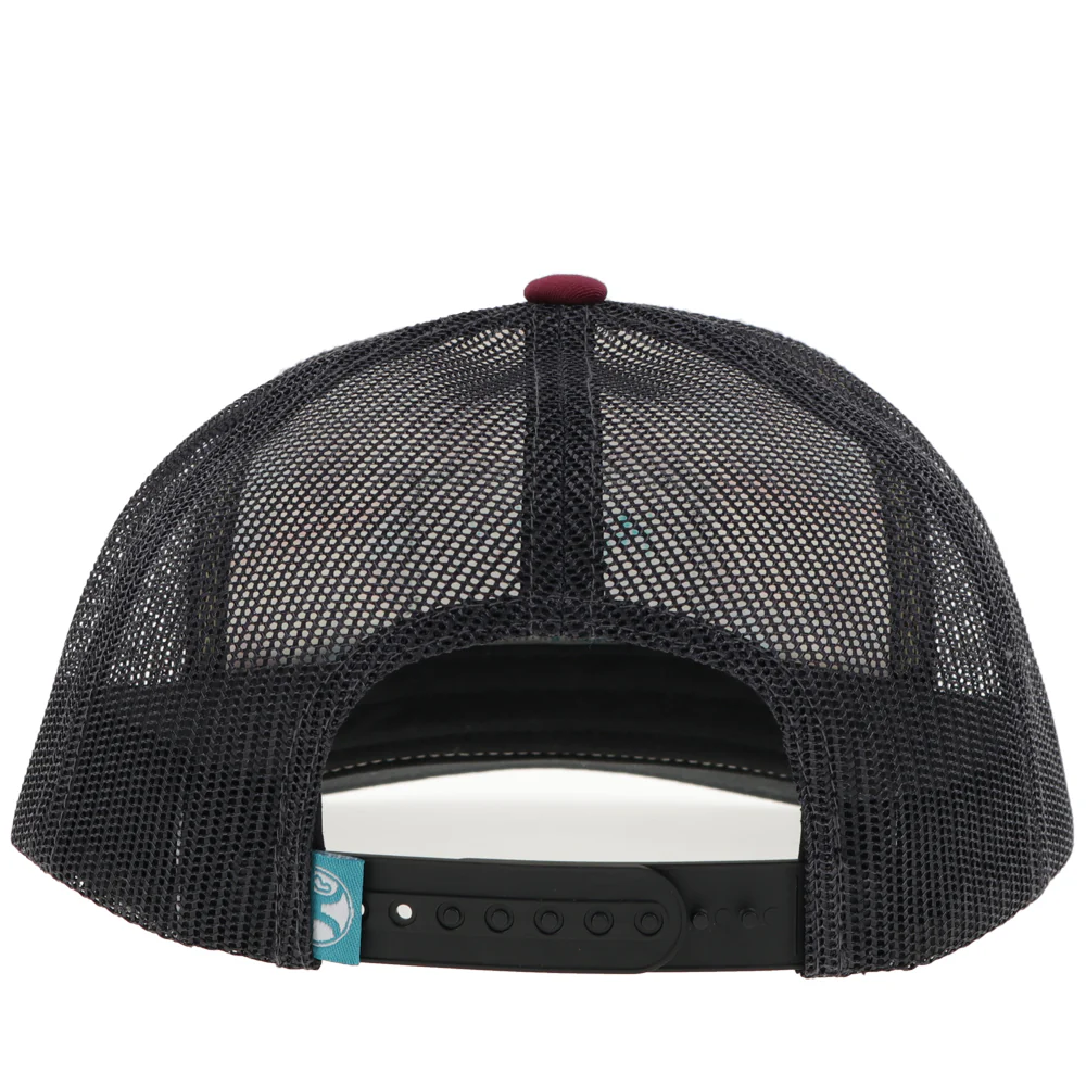 Youth "Doc" Hat Cream Pattern /Charcoal w/Black & Turquoise Patch - Image 2
