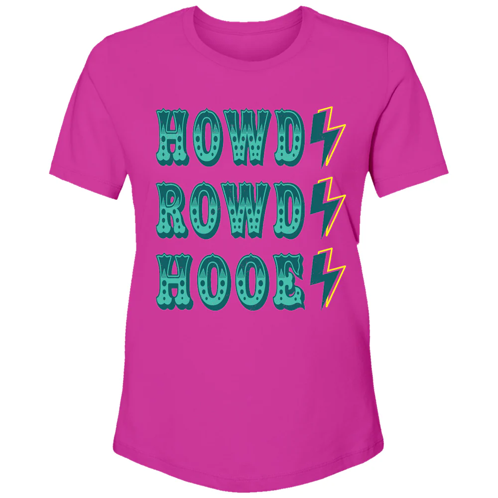 Youth "Howdy Rowdy Hooey" Fuchsia w/Teal T-shirt