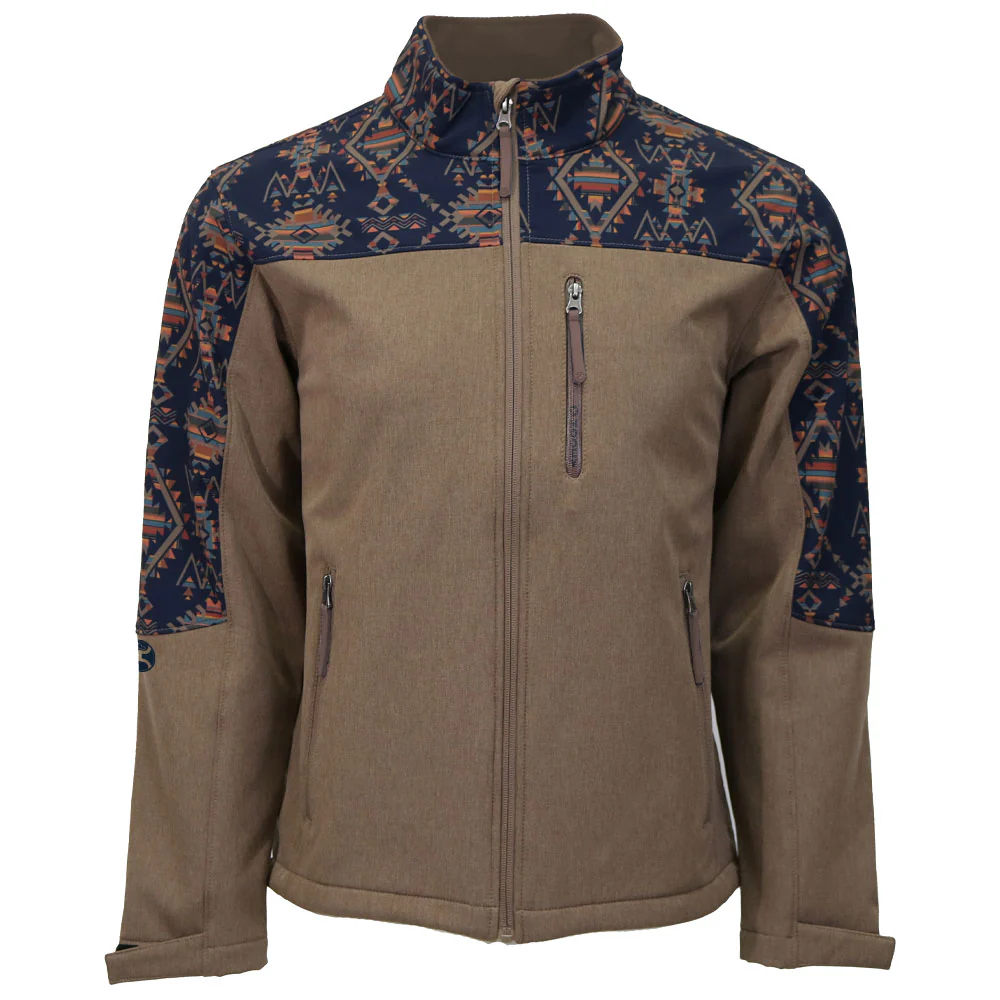 Youth "Jackson" Softshell Jacket Brown w/ Aztec Pattern