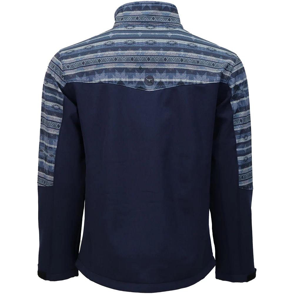 Youth "Jackson" Softshell Jacket Navy w/ Aztec Pattern - Image 2