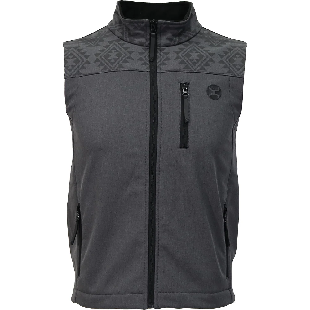 Youth "Jackson" Softshell Vest Grey w/Aztec Pattern