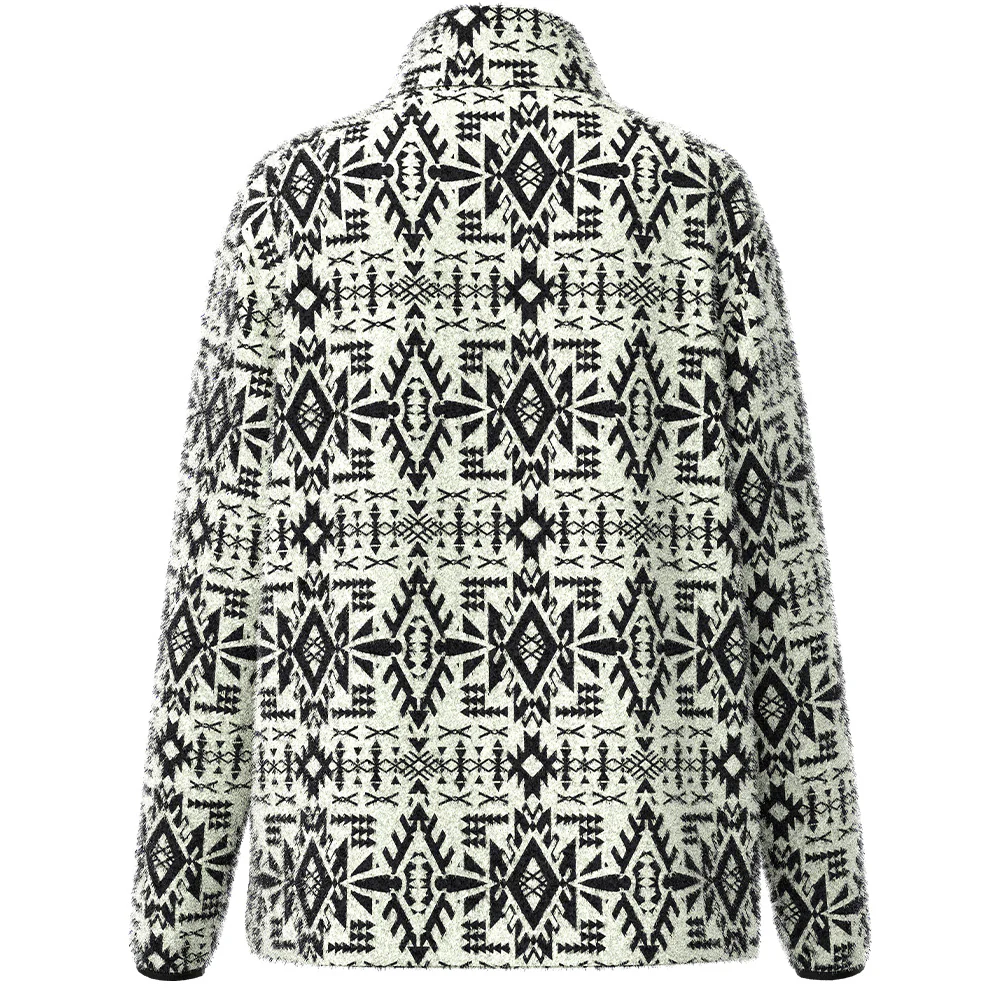 "Kodi" Fleece Pullover White & Black Aztec - Image 2