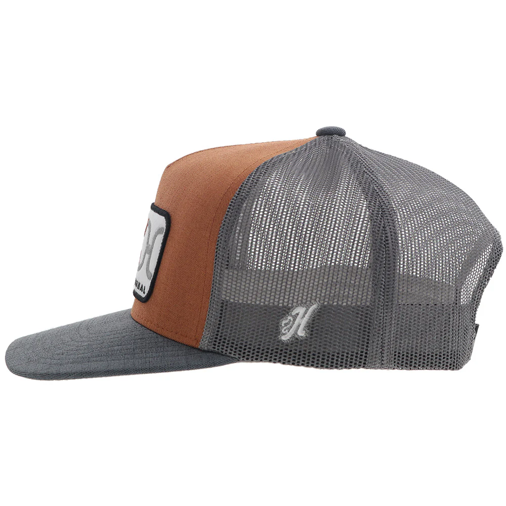 Youth "Loop" Hooey Hat Orange/Grey w/Grey & White Rectangle Patch - Image 3