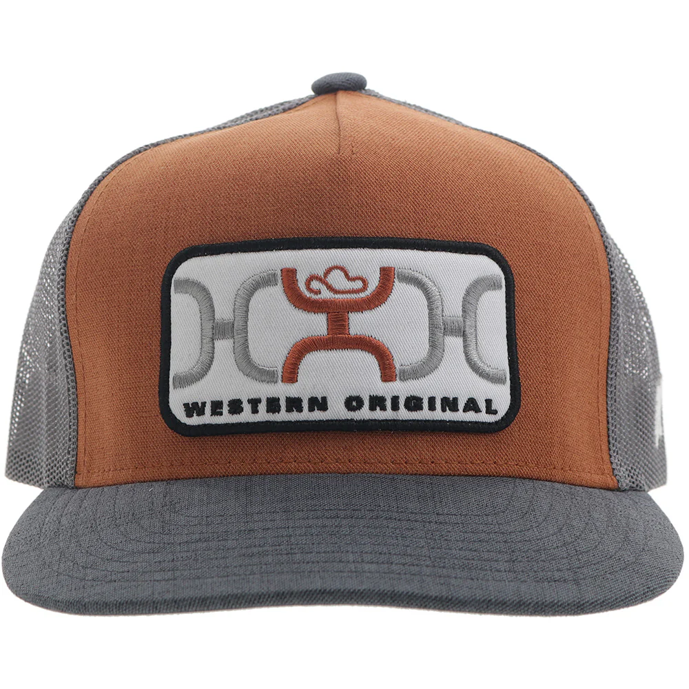 Youth "Loop" Hooey Hat Orange/Grey w/Grey & White Rectangle Patch - Image 4