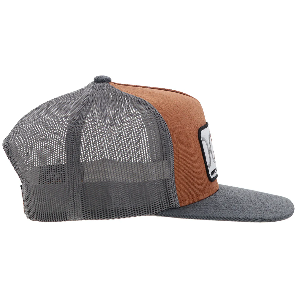 Youth "Loop" Hooey Hat Orange/Grey w/Grey & White Rectangle Patch - Image 5