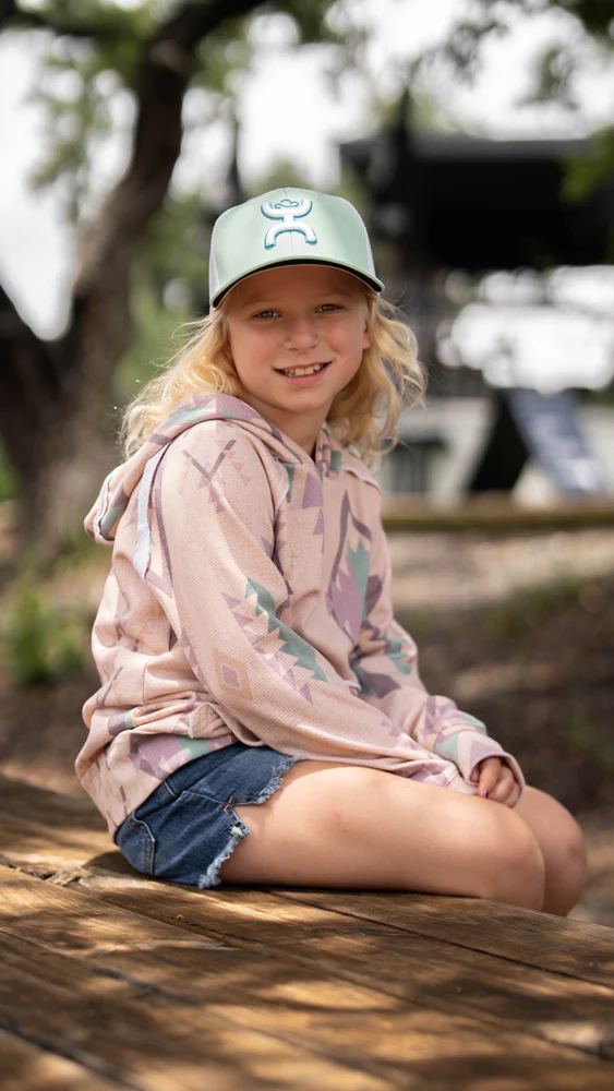 YOUTH "Playa" Taupe Pink w/Aztec Pattern Hoody - Image 3