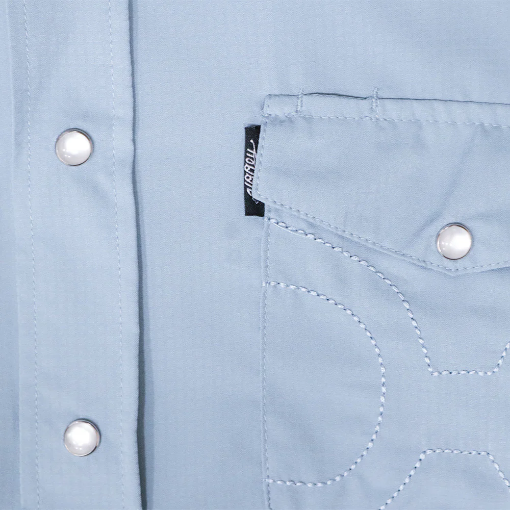 "Sol" Ashley Blue Long Sleeve Pearl Snap Shirt - Image 3