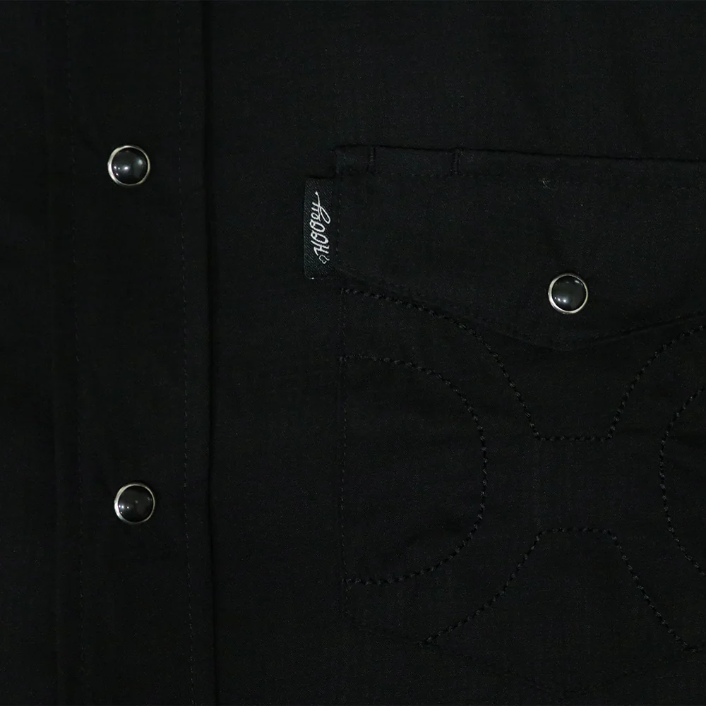 Youth "Sol" Black Short Sleeve Pearl Snap Shirt - Image 3