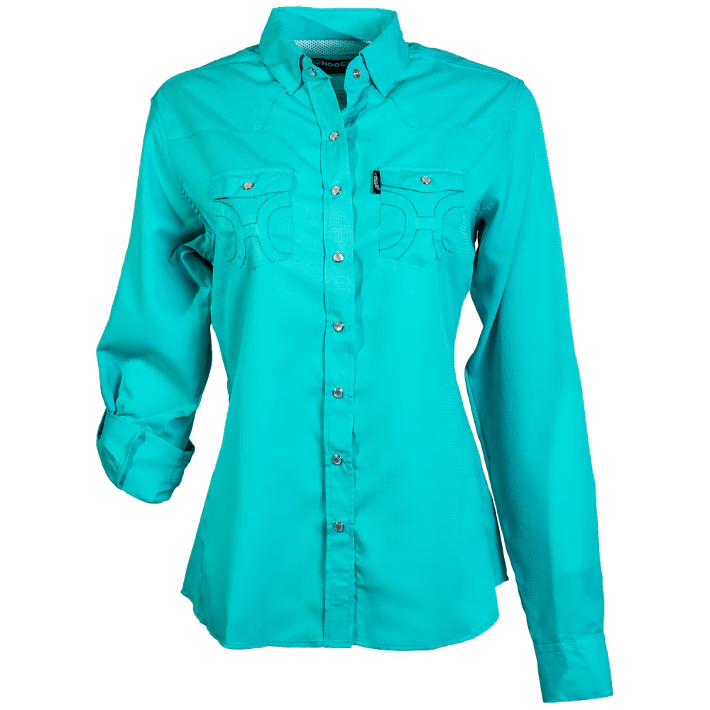 Youth "Sol" Girls Blue Long Sleeve Pearl Snap Shirt