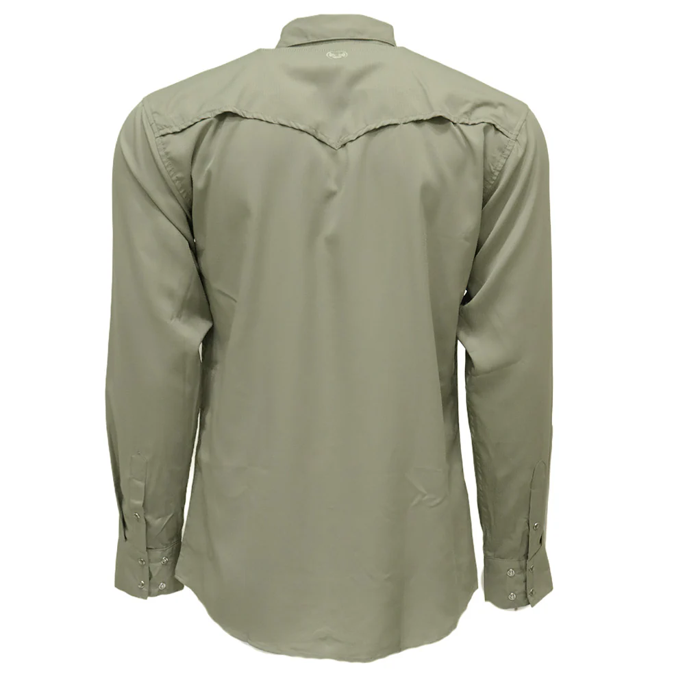 "Sol" Olive Green Long Sleeve Pearl Snap Shirt - Image 2