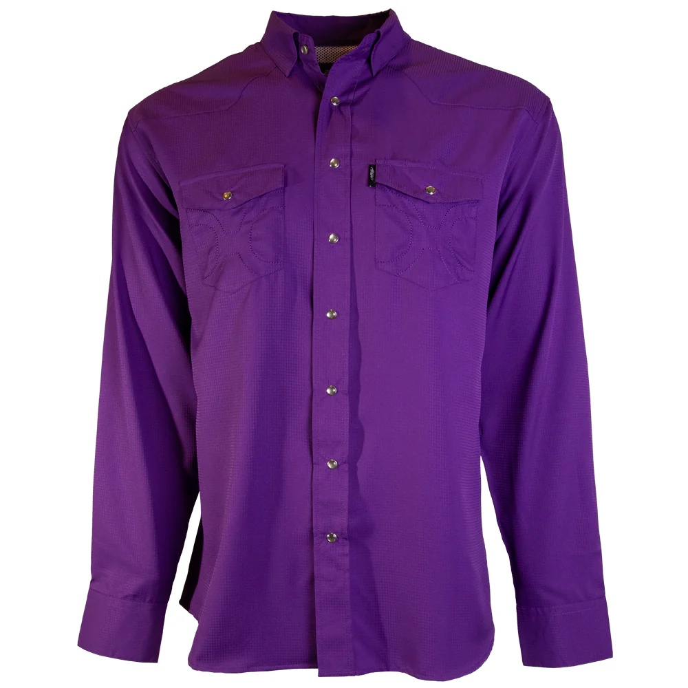 Youth "Sol" Purple Long Sleeve Pearl Snap Shirt