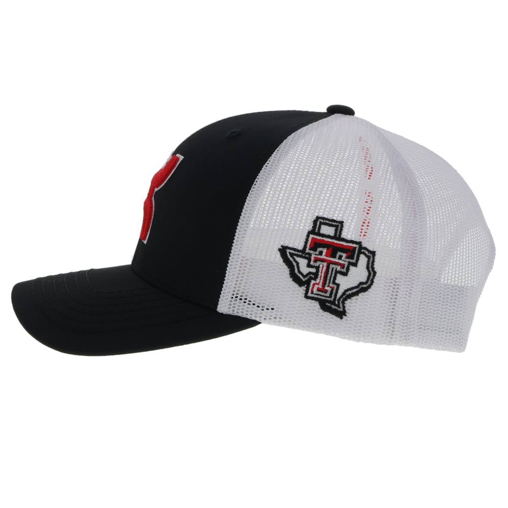 Texas Tech University Hat Black/White w/Red & White Hooey Logo - Image 3